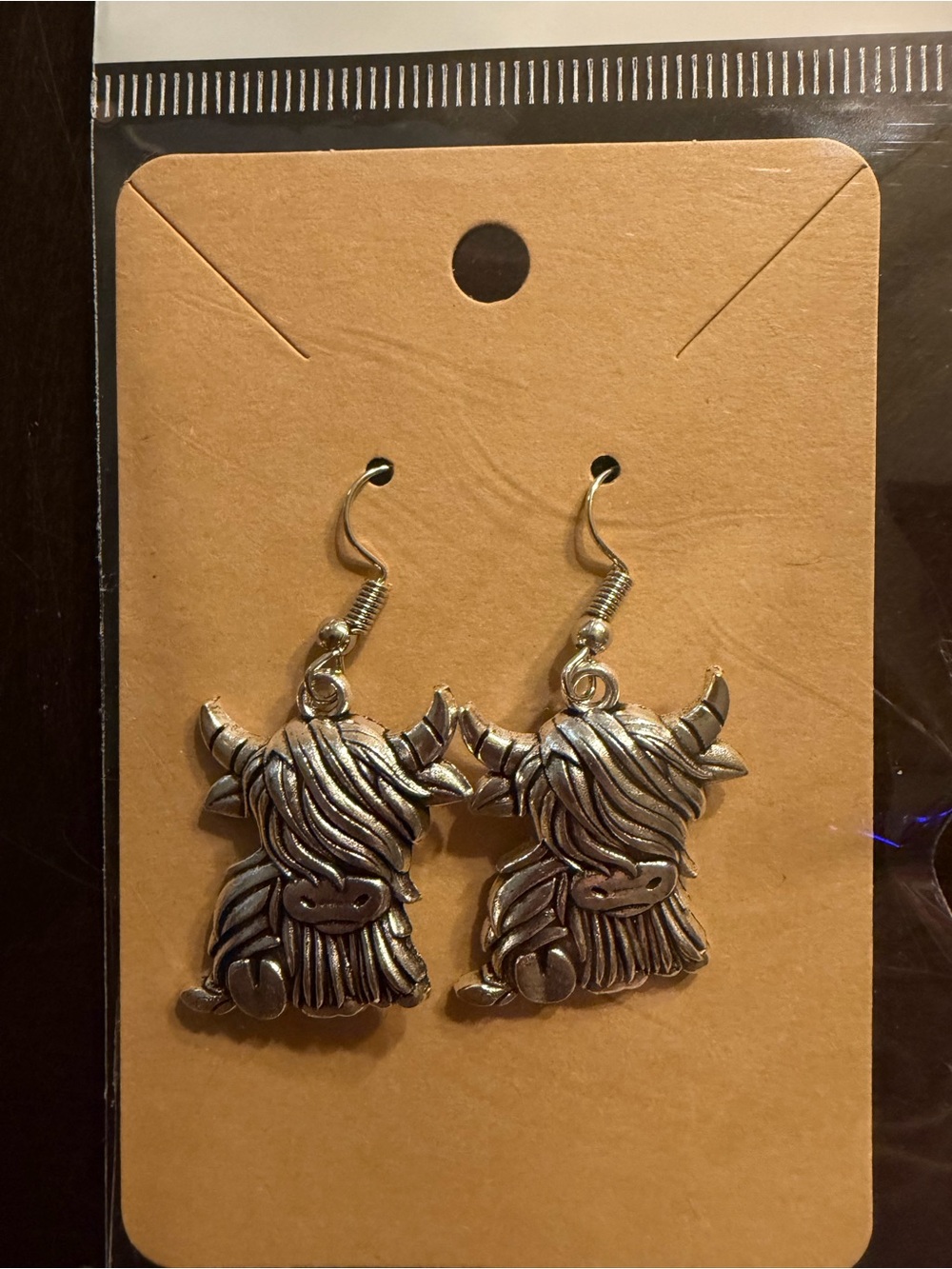 Highland Cow Earrings Silver Cute Dangle Drop Jewelry Earrings NWT